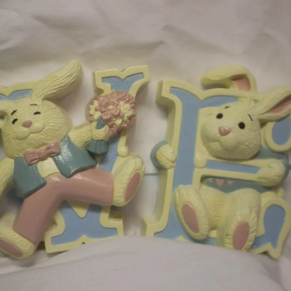 Vintage 1992 Burwood Bunnies Love Wall Decor